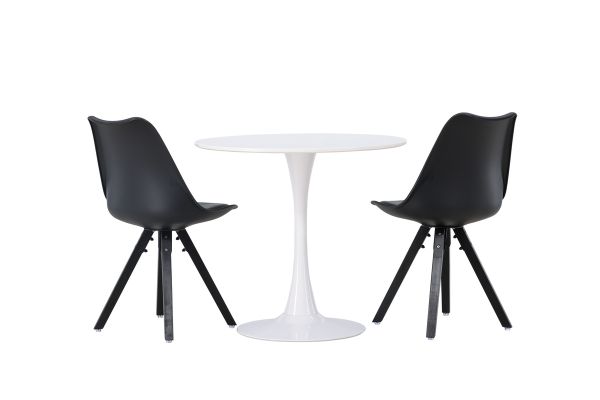 Imagine Masa de dining Hamden - MDF alb + Scaun de dining Zeno - Negru / PP negru _2