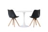 Imagine Masa de dining Hamden - MDF alb + Scaun de dining Zeno - Aspect lemn natur / PP negru _2