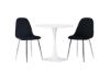 Imagine Masa de dining Hamden - MDF alb + Scaun de dining Polar - Catifea neagra / Crom _2