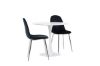 Imagine Masa de dining Hamden - MDF alb + Scaun de dining Polar - Catifea neagra / Crom _2