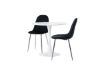 Imagine Masa de dining Hamden - MDF alb + Scaun de dining Polar - Catifea neagra / Crom _2