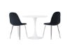 Imagine Masa de dining Hamden - MDF alb + Scaun de dining Polar - Catifea neagra / Crom _2