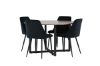 Imagine Masa de dining Durango - Negru / MDF nuc + Scaun de dining Night - Negru / Catifea neagra