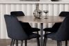 Imagine Masa de dining Durango - Negru / MDF nuc + Scaun de dining Night - Negru / Catifea neagra