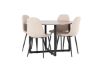 Imagine Masa de dining Durango - Negru / MDF Nuc + Scaun de Dining Polar - Negru / Bej Boucle _4