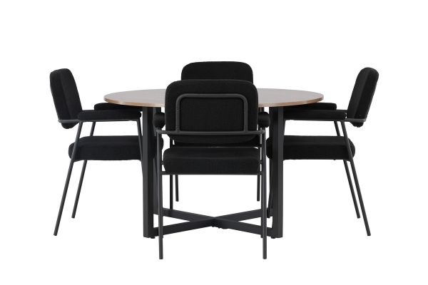 Imagine Masa de dining Durango - Negru / Furnir Nuc MDF + Scaun de dining Yesterday - Negru / Boucle Negru _4