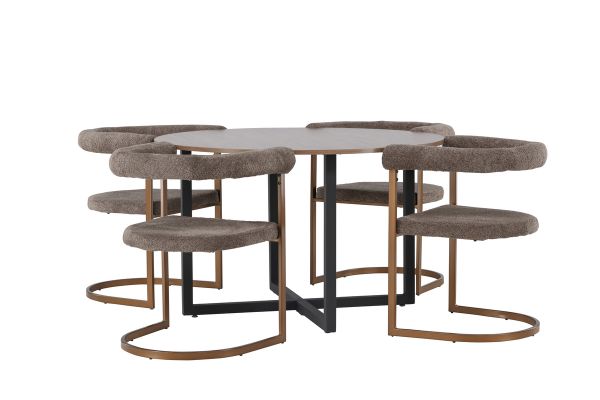 Imagine Masă de dining Durango - Negru / MDF nuc +Scaun de dining Morning - Negru / Boucle negru _4