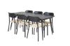 Imagine Tabel de extensie Gold - 180/220*85*H76 Furnir negru - Picioare negre - Detalii din alama + Set de 2 scaune de dining din oțel Polly, K/D, Spătar negru - Scaun cu lumină spate _6