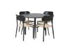 Imagine Vă rog să traduceți complet Tabel de dining Silar - Rotund 100 cm - Melamină neagră / Picioare negre + Set 2 scaune de dining din oțel Polly, K/D, Spătar negru, scaun iluminat în spate _4