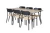 Imagine Masa de dining Silar - 180 cm - "Wood Look" Melamina / Picioare negre + Set 2 scaune de dining Polly, K/D, Spatar negru, Scaun luminos spate - 6