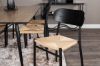 Imagine Masa de dining Silar - 180 cm - "Wood Look" Melamina / Picioare negre + Set 2 scaune de dining Polly, K/D, Spatar negru, Scaun luminos spate - 6