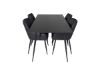 Imagine Masa de dining Silar - 180 cm - Melamina neagră / Picioare negre + Set de 2 scaune de dining Comfort - negru/negru