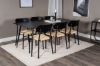 Imagine Masa de dining Silar - 180 cm - Melamina neagra / Picioare negre + Set 2 scaune de dining din otel Polly, K/D, spatar negru, scaun cu lumina spate - 6