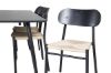 Imagine Masa de dining Silar - 180 cm - Melamina neagra / Picioare negre + Set 2 scaune de dining din otel Polly, K/D, spatar negru, scaun cu lumina spate - 6