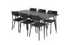 Imagine Masa de dining Silar - 180 cm - Melamină neagră / Picioare negre + Set 2 scaune de dining Polly - Negru / Negru