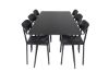 Imagine Masa de dining Silar - 180 cm - Melamină neagră / Picioare negre + Set 2 scaune de dining Polly - Negru / Negru