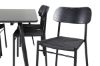 Imagine Masa de dining Silar - 180 cm - Melamină neagră / Picioare negre + Set 2 scaune de dining Polly - Negru / Negru