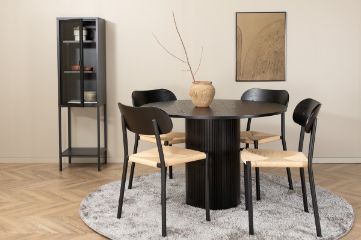 Set masa rotunda 110 cm negru Bianca cu 4 scaune