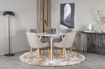 Imagine Vă rugăm să traduceți complet Plaza Round Table 100 cm - Top alb / Picioare albe + Plaza Matstol 2-pack - Ek-Look / Ljusgrå _4