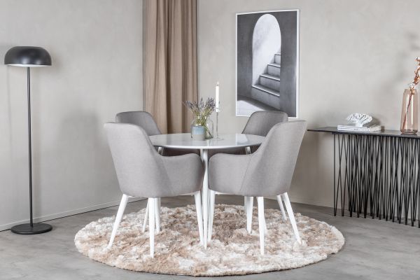 Imagine Please fully translate Plaza Round Table 100 cm - White top / White Legs +Comfort Chair 2-pack Polar grey - White Legs _4