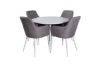 Imagine Please fully translate Plaza Round Table 100 cm - White top / White Legs +Comfort Chair 2-pack Polar grey - White Legs _4