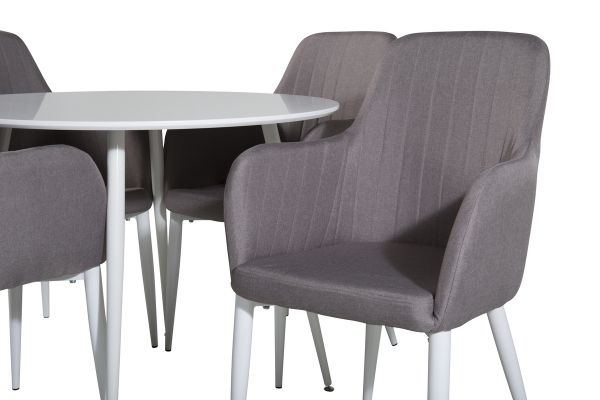 Imagine Please fully translate Plaza Round Table 100 cm - White top / White Legs +Comfort Chair 2-pack Polar grey - White Legs _4