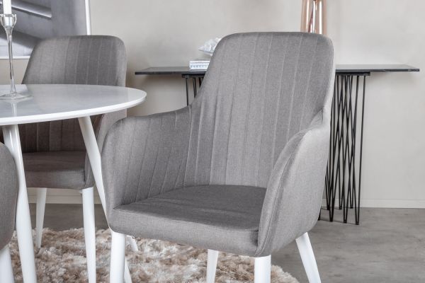 Imagine Please fully translate Plaza Round Table 100 cm - White top / White Legs +Comfort Chair 2-pack Polar grey - White Legs _4