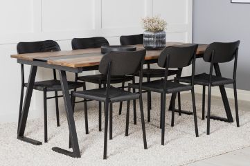 Imagine Vă rugăm să traduceți complet Jakarta Matbord - Svart / mörk Teak - 200*90*H75 +Polly Dining Chair 2-pack - Black / Black _6