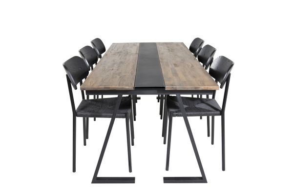 Imagine Vă rugăm să traduceți complet Jakarta Matbord - Svart / mörk Teak - 200*90*H75 +Polly Dining Chair 2-pack - Black / Black _6