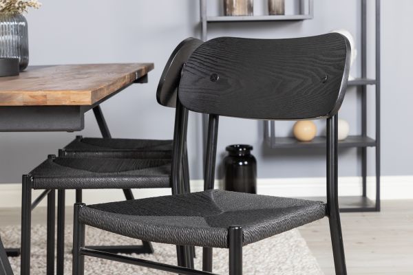 Imagine Vă rugăm să traduceți complet Jakarta Matbord - Svart / mörk Teak - 200*90*H75 +Polly Dining Chair 2-pack - Black / Black _6