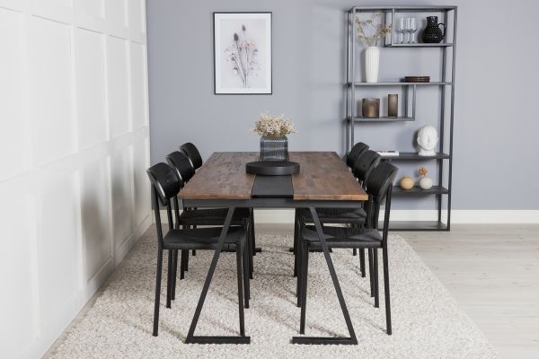 Imagine Vă rugăm să traduceți complet Jakarta Matbord - Svart / mörk Teak - 200*90*H75 +Polly Dining Chair 2-pack - Black / Black _6