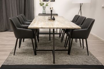 Imagine Jepara Matbord - Gri - 250*100*H76 + Comfort - Set de 2 scaune de dining - negru/negru _6