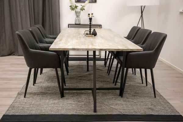 Imagine Jepara Matbord - Gri - 250*100*H76 + Comfort - Set de 2 scaune de dining - negru/negru _6