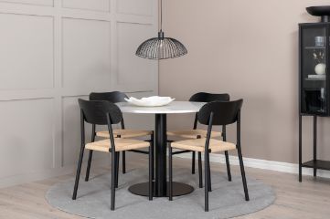 Imagine Vă rugăm să traduceți complet Tabelul de dining Razzia 106cm - Terazzo alb / Negru + Pachet de 2 scaune de dining din oțel poli, K/D, scaun cu spătar luminos, negru _4