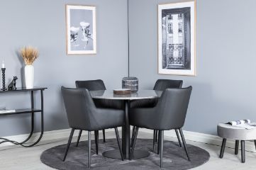 Imagine Vă rugăm să traduceți complet Tabel de dining Razzia 106cm - Gri Terazzo / Negru + Comfort - Set de 2 scaune de dining - negru/Negru _4