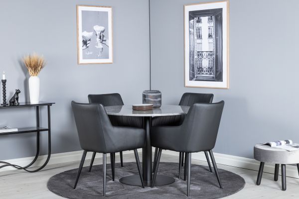 Imagine Vă rugăm să traduceți complet Tabel de dining Razzia 106cm - Gri Terazzo / Negru + Comfort - Set de 2 scaune de dining - negru/Negru _4