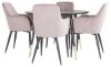 Imagine Masa de dining Dipp - 115 cm - Furnir negru / picioare negre cu bronz dipp + Set de 2 scaune de dining Comfort - Picioare negre / Corduroy roz murdar