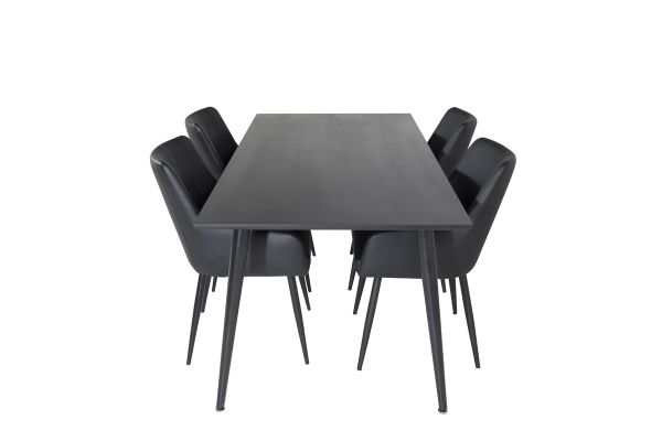 Imagine Masa de dining Dipp - 180*90cm - Furnir negru / picioare complet negre + Scaun de dining Comfort - set de 2 - negru/negru