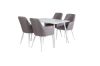 Imagine Masa de dining Polar de 120 cm - Alb Alb + Set 2 scaune Comfort Gri Polar - Picioare albe