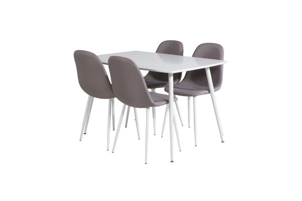 Imagine Masa de dining Polar 120 cm - Alb Alb + Scaun de dining Polar - Alb / Gri Mijlociu