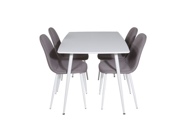 Imagine Masa de dining Polar 120 cm - Alb Alb + Scaun de dining Polar - Alb / Gri Mijlociu