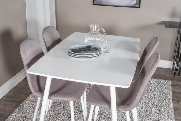 Imagine Masa de dining Polar 120 cm - Alb Alb + Scaun de dining Polar - Alb / Gri Mijlociu