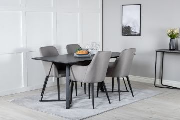 Imagine Masa de dining Marina - blat negru / picioare negre + Set 2 scaune Comfort gri polar - picioare negre _4