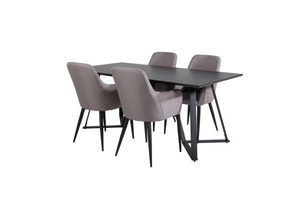 Imagine Masa de dining Marina - blat negru / picioare negre + Set 2 scaune Comfort gri polar - picioare negre _4