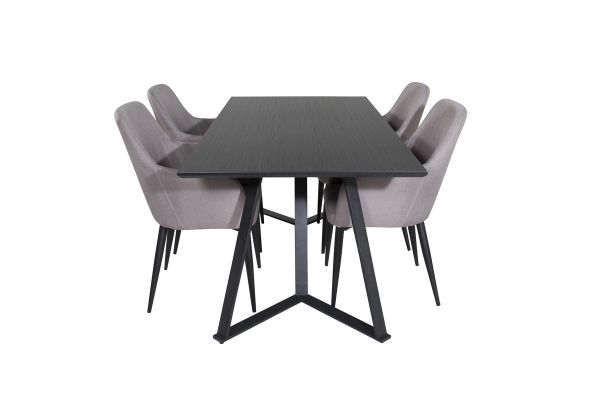 Imagine Masa de dining Marina - blat negru / picioare negre + Set 2 scaune Comfort gri polar - picioare negre _4