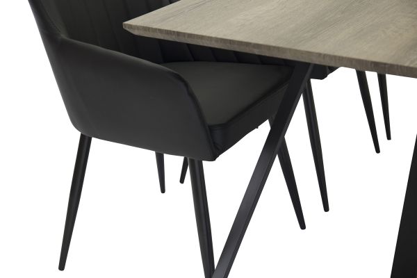 Imagine Masa de dining Marina - 180*90*H75 - Gri / Negru +Comfort - set de 2 scaune de dining - Negru/Negru _6