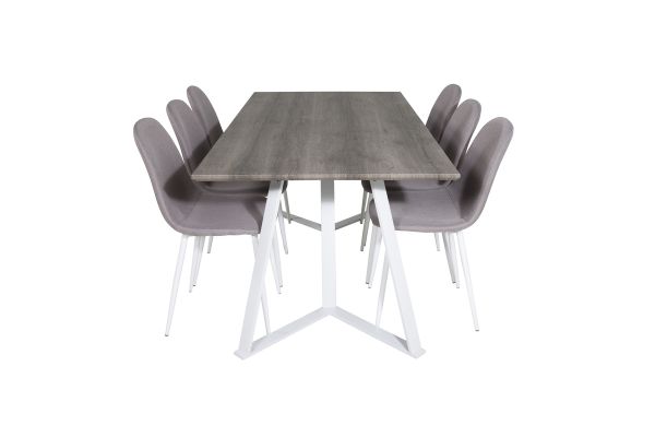 Imagine Marina Dining Table - Grey "oak" / White Legs +Polar Matstol - Vit / Mellangrå _6