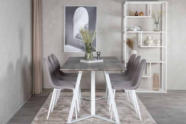 Imagine Marina Dining Table - Grey "oak" / White Legs +Polar Matstol - Vit / Mellangrå _6