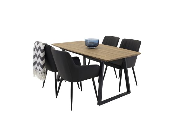 Imagine Masa de Dining Inca - 160/200*85*H75 - Stejar / Negru +Comfort - Pachet de 2 scaune de dining - negru/Negru _4