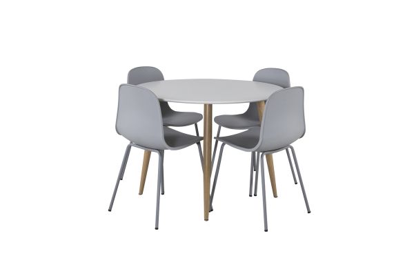 Imagine Vă rugăm să traduceți complet Plaza Runt Matbord - Ek-Look / Vit - ø100*H75 + Arctic Dining Chair - Grey Legs - Grey Plastic _4